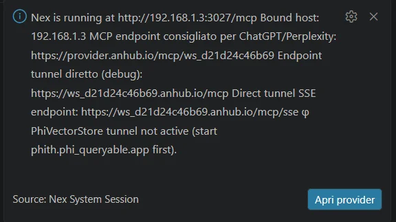 Nex provider endpoint notification